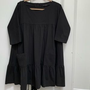 ALICE RITTER black tiered trapeze dress